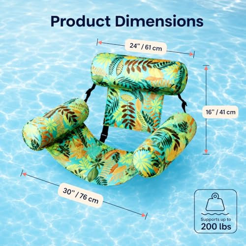 Adult Pool Float Chairs, 2-Pack Inflatable Water Lounge Seats with Air Pump for Pool, Lake, Beach and Summer Party Fun