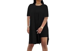 AXOSY Women Plus Size 2 Piece Outfits Short Sleeve Tunic Tops and Skinny Biker Shorts Sets Tracksuits