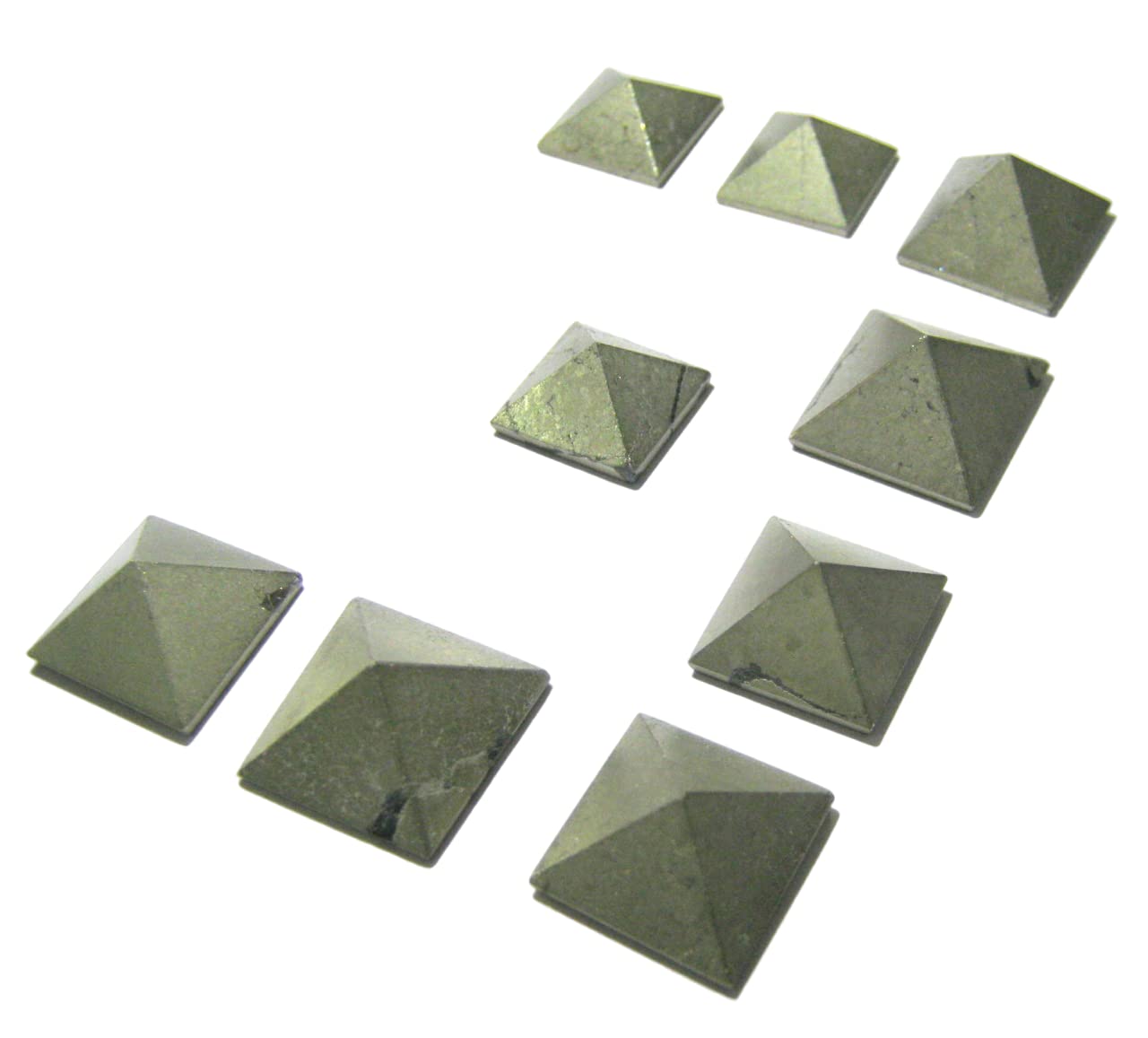 Lot of Nine Golden Pyrite Gemstone Crystal Healing Mini Pyramids Meditation Gift Reiki FENG Shui Bagua Handcrafted