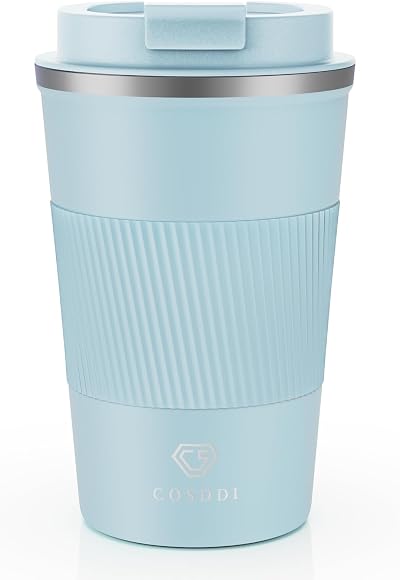 CS COSDDI Travel Mug 380ml Insulated Leak Proof Lid Stainless Steel