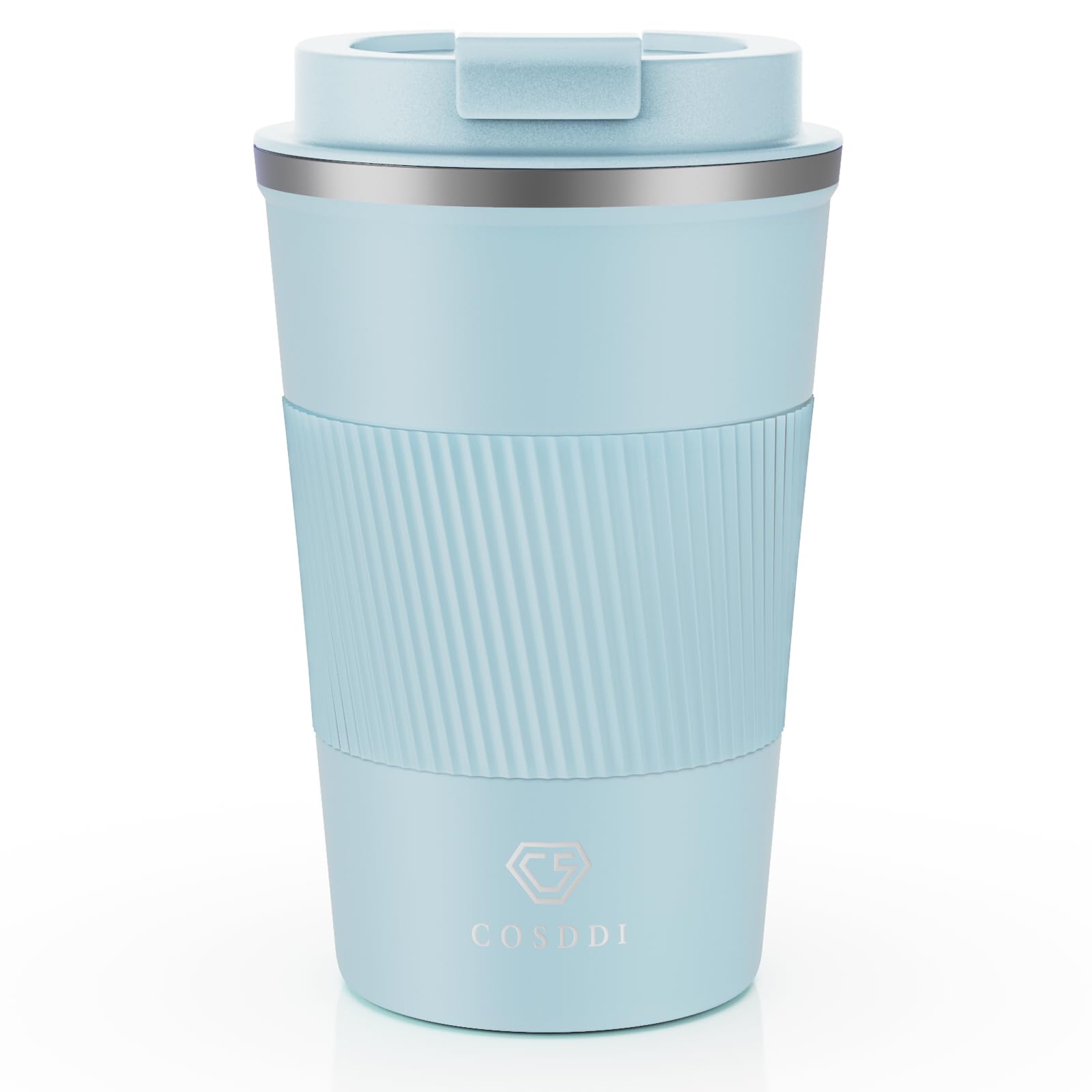 CS COSDDI Travel Mugs, Insulated Coffee Cup with Leakproof Lid - Reusable Coffee Cups Travel - Car Coffee Cup - Stainless Steel Coffee Mug for Hot and Cold Water and Tea, 380ml