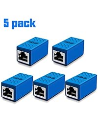 Acoplador de red, RJ45 acoplador, 2 paquete de 5 en línea acoplador CAT7 cat6 cat5e Ethernet extensor de cable adaptador hembra a hembra