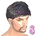 GOOACTION Male Short Natural Straight Darkest Brown Hair Wig with Bangs Daily Use Synthetic Hair Replacement Wigs for Men