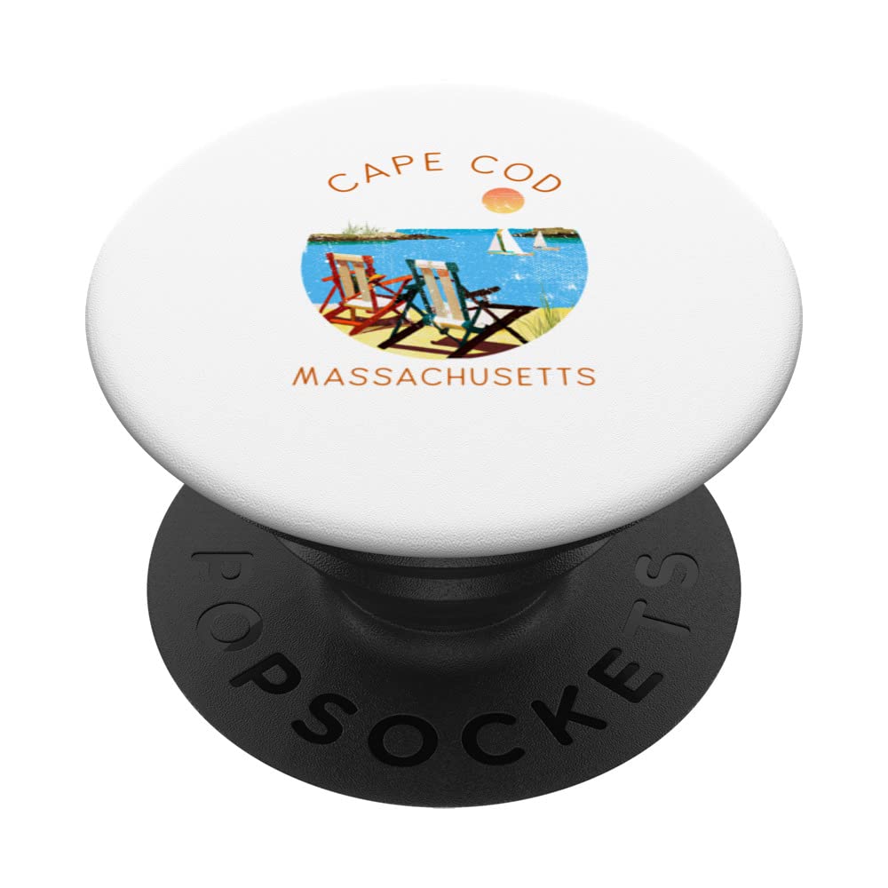 Retro Cape Cod Souvenir - Vintage beach Vacation PopSockets Swappable PopGrip
