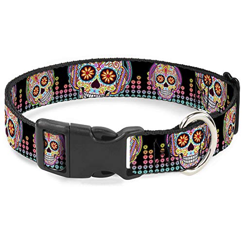 Dog Collar Plastic Clip Tranquility Beats Calaveras Floral Equalizer Black Mult…
