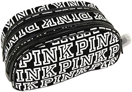 Victoria's Secret PINK Cosmetic Makeup Travel Bag, Beauty Train Double Zip Case