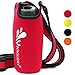 VIVAGLORY Neoprene Water Bottle Sling, Water Bottle Holder for Walking & Running, Carrier with Adjustable Shoulder Strap, Crossbody & Over The Shoulder for Waterbottle, L, Red