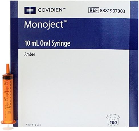 Oral Medication Syringe Only - 10 ML (CC) - Amber - Pack of 10 Syringes