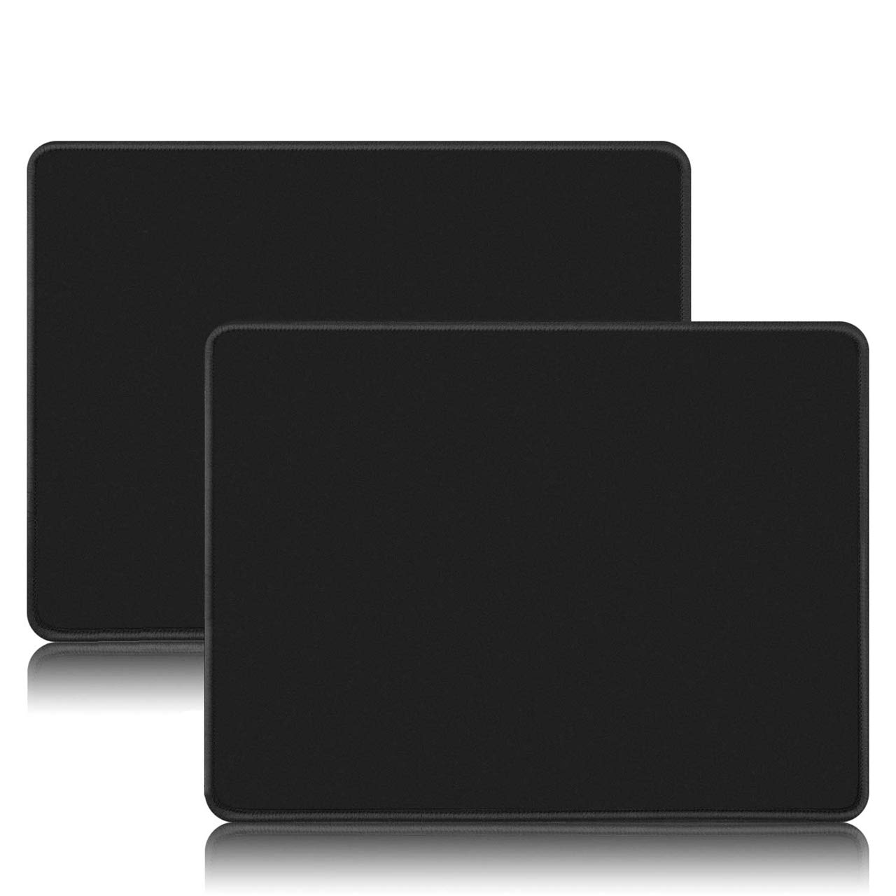 Kriture Mouse Pad 2 Pack with Stitched Edge, Non-Slip Rubber Base, Premium-Textured and Waterproof Mousepad for Computers, Laptop, Office and Home, 260x210x3mm, Black