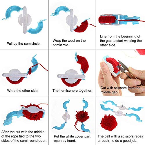 3 Pompom+Different+Knitting+Crochet+Scissors