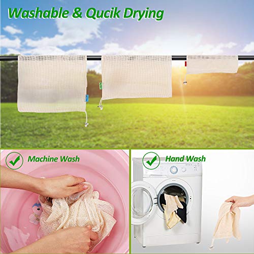 Reusable Cotton Mesh Produce Bags -Biodegradable Washable Eco-Friendly Premium See Through Lightweig - //medicalbooks.filipinodoctors.org