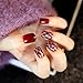 Wine Red Fake Finger Nails Manicure Artificial False Nail Art Tips Agate Red Silver Glitter Cross Line DIY Nail Decorations Z177
