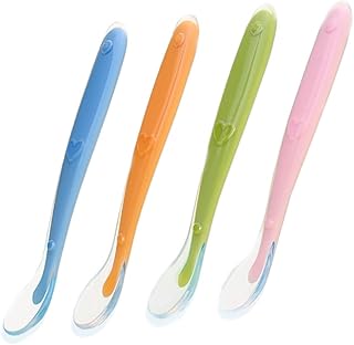 Babylöffel aus Silikon, ZoneYan Babylöffel 4er Löffel, Silikonlöffel Baby Weich, Fütterlöffel Baby BPA Frei, Baby Breilöffel Lang, für Baby & Kleinkind ab 4 Monate