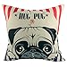 Luxbon Lovely Hug Pug Dog Linen Throw Pillow Cover Sofa Couch Chair Bedroom Decorative Adorable Puppy Pet Dog Animal Decor Cushion Cover 18 x 18/45X45cm
