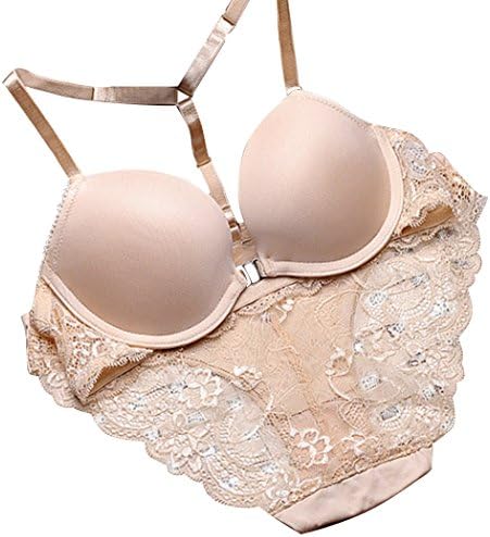 Elady Bras Panties Sets Sexy Lace Lingerie Underwire Push Up Coverage(Pink 36A)
