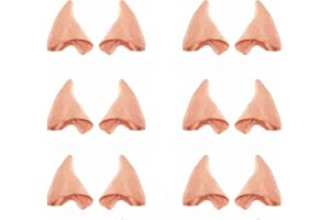 Kbraveo Latex Pointed Prosthetic Ear Tips Accessorie for Halloween, 6 Pairs