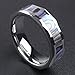 King Will Nature 6mm Silver Tungsten Carbide Ring Unisex Wedding Band Abalone Shell Inlay Faceted Edges
