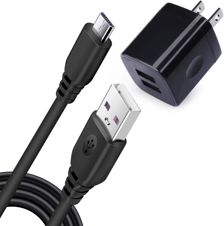 USB Wall Plug, Dual Port Wall Charger Adapter 6.6FT Micro USB Cable Charging Box with Android Phone Charging Cord Compatible Honor 7X 6X 5X Motorola Moto G6 Play E4/E5/G5S/G5/G4 Plus Play
