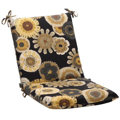 Pillow Perfect Indoor/Outdoor Black/Yellow Floral Crosby Square Chair