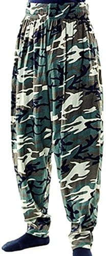 BAGGY GYM WORKOUT PANTS-Green Camoflauge Print