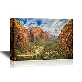 USA Landmarks Canvas Wall Art - Magical Landscape from Zion National Park Utah - Gallery Wrap Modern Home Art | Ready to Hang - 12x18 inches