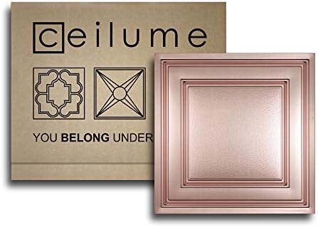 10 pc - Ceilume Stratford Ultra-Thin Feather-Light 2x2 Lay In Ceiling Tiles - For Use In 1" T-Bar Ceiling Grid - Drop Ceiling Tiles (Copper)