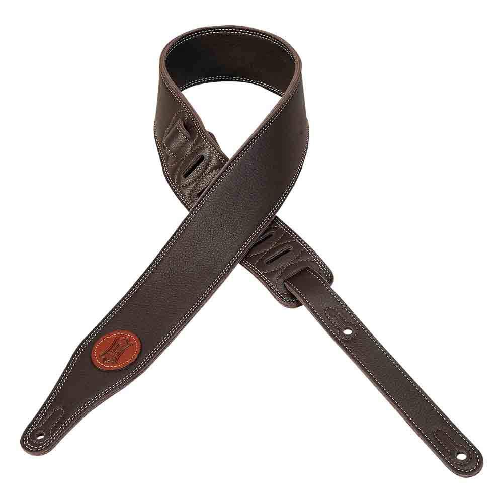 Levy's 2.5 inch 3 Layer Premium Top Grain Super Soft Garment Leather Guitar Strap - Dark Brown