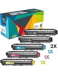 Do it Wiser Compatible Toner Cartridge Replacement for Brother TN221 TN225 to use with Brother HL-3170CDW MFC-9340CDW MFC-9130CW MFC-9330CDW HL-3140CW HL-3180 (2 Black, Cyan, Magenta,Yellow) 5-Pack