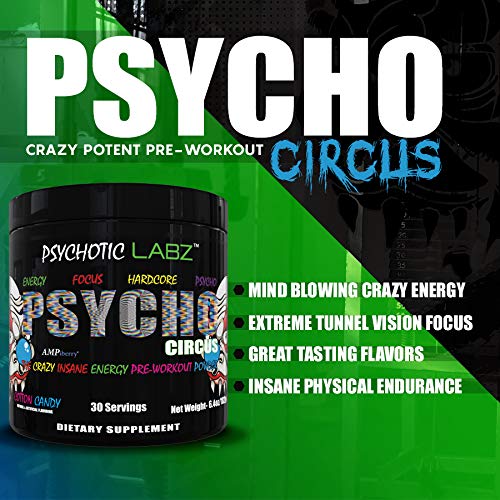 Psychotic Labz Psycho Circus High Stim Pre Workout Powder, Energy Focus
