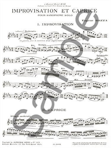 Amazon Com Bozza Improvisation Et Caprice Saxophone Seul 0888680788094 Eugene Bozza Books