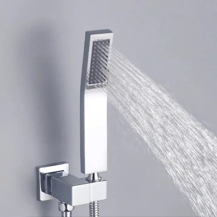 imiiHO Stainless Steel Bath Shower Faucet Set with Rainshower and Hand Shower, Chrome