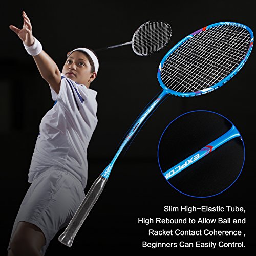 OPPUM 100% Full-Carbon Fiber Professional 2 Player Badminton Racquets Set Super Lightweight Badminton Rackets Including 2 Rackets/1 Carrying Bag/2 Overgrips - Thumbnail 2