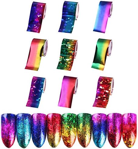 Gradient Starry Sky Nail Foil Paper 9 Sheets 2.5*20cm Nail Art Transfer Sticker Manicure Nail Art Sticker Decorations Set