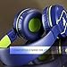Artix Foldable On-Ear Adjustable Tangle-Free Wired Headphones, Compact Stereo Earphones with In-line Microphone and Controls for Children, Teen, Adult Head Phones for Running Sport, Travel- Blue
