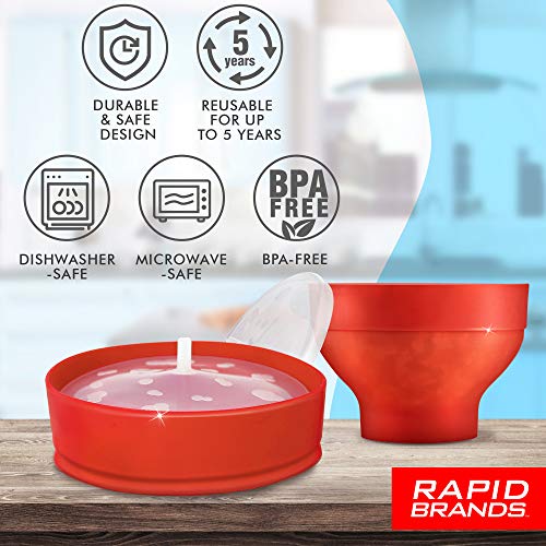 Rapid Silicone Popcorn Popper | Microwave Popcorn in 3 Minutes | Perfect for Dorm, Small Kitchen, or Office | Dishwasher-Safe, Microwaveable, BPA-Free