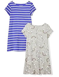 Brand - Vestidos de camiseta de manga corta de punto con mangas cortas para niñas y niños de 2 cebra manchada