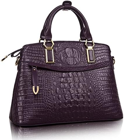 KAXIDY Womens Ladies Designer Crocodile Leather Style Tote Satchel Shoulder Bags Handbags(Deep Purple)