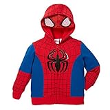 Superhero Little Boys Zip-Up Fleece Hoodie With Mesh Mask, 6, Spiderman