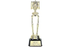 amscan Ultimate Gold Best Costume Skeleton Plastic Trophy - 9.5"x3", 1 Count - Durable & Unique Design - Perfect for Awarding, Competitions, Events & More