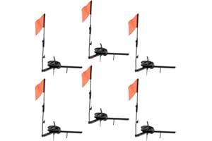 Tachiuwa 6pcs Round Tip-Ups Ice Fishing Rod with Flags Triangular Ice Fishing Poles