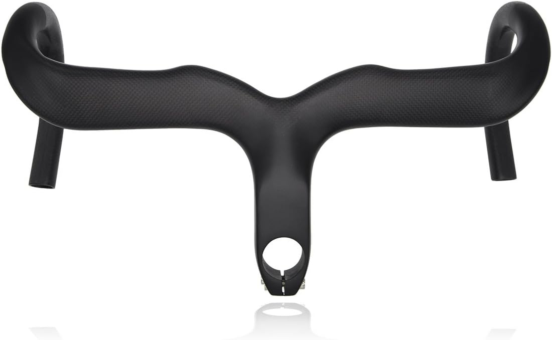 Labewin Bke Bicycle 3K Full Carbon Fiber Road Bicycle Racing Drop Bar Handlebar Integrated Bar Stem Accessories Bent Bar 420mm 440mm