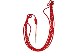 DEURA US ARMY MILITARY Double Strand Shoulder SCARLET RED Cord with Gold Tip