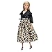 E-TING Handmade Fashion Doll Clothes Short Skirt Office Style Wears Dress for Girl Dolls (Black Jacket +Leopard Long Skirt)