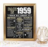 Katie Doodle 60th Birthday Decorations Gifts for Women or Men | Includes 8x10 Back-in-1959 Sign [Unframed], BD060, Black/Gold