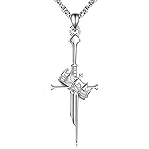 ZPMMPZ Broken Sword Necklace Sterling Silver Crown Sword Pendant Jewelry Gifts for Women Men