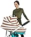 Breastfeeding Nursing Cover + 1 Burp Cloth by HealthySam - Baby Car Seat Covers - Shopping Cart, High Chair, Stroller and Carseat Canopy - Stretchy, Breathable Scarf and Shawl - Cotton - Brown Stripes