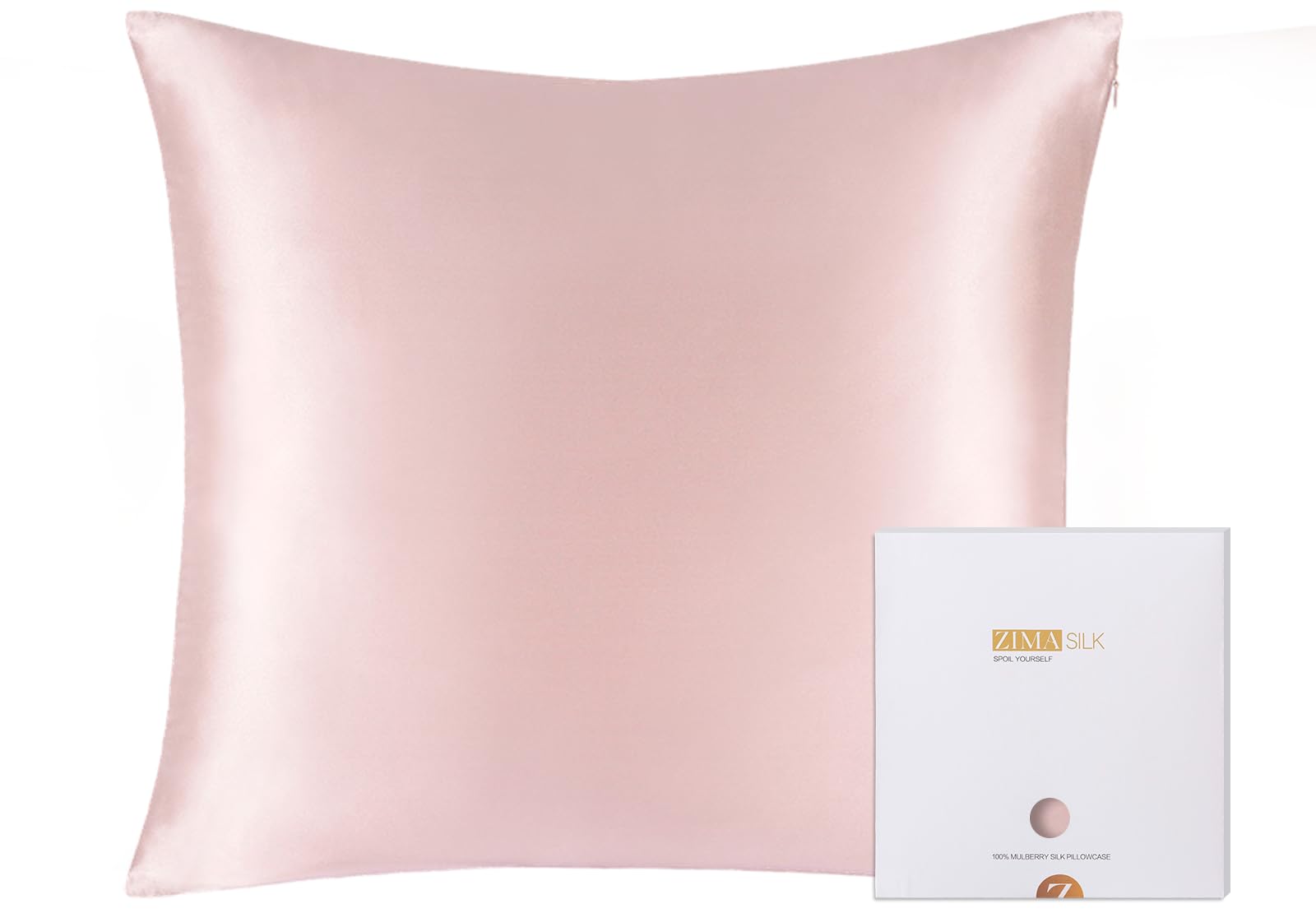 ZIMASILK 100% Mulberry Silk Pillowcase for Hair and Skin,Both Sides 19 Momme Silk, 1pc (80x80 cm, Light Plum)