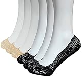 6 Pairs No Show Socks Women Lace Thin Casual Socks Non Slip No Show Socks for Flats Liner Socks