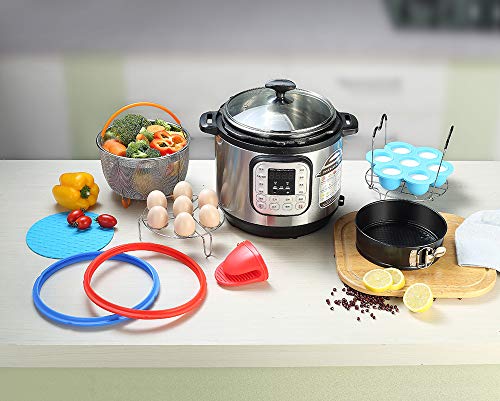 Pressure Cooker Accessories Compatible with Instant Pot 8 Qt - Steamer Basket, Dust Cover, Glass Lid, Silicone Sealing Rings, Egg Bites Mold, Springform Pan, Egg Steamer Rack and More - Thumbnail 6