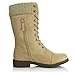 DailyShoes Women's Combat Style up Ankle Bootie Quilted Military Knit Credit Card Knife Money Wallet Pocket Boots